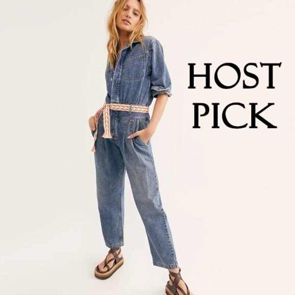 NWT COH med. wash blue denim jean jumpsuit, 2 - Picture 1 of 12